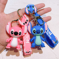 Klassieke schattige stijl Stitch pop sleutelhanger accessoires siliconen ster baby model feestdag cadeau hangende sleutelhanger ornamenten
