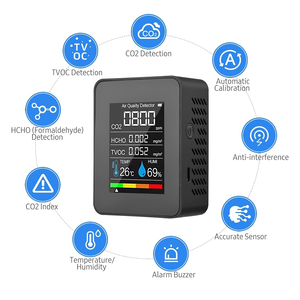 TVOC CO2 Thiết bị giám sát Carbon Dioxide Detector <span class=keywords><strong>Tester</strong></span> 5 trong 1 đa chức năng chất lượng không khí Màn hình nhiệt-ẩm kế - Product Image 3