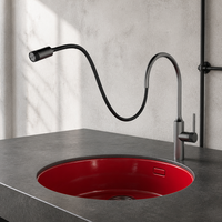 Keran Dapur Keramik Modern dengan Semprotan Tarik, Bahan Kuningan, Pemasangan di Dek, Mixer Air Panas Dingin, Keran Wastafel Dapur