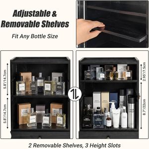 Organizador <span class=keywords><strong>de</strong></span> Perfumes <span class=keywords><strong>de</strong></span> Madera, Expositor <span class=keywords><strong>de</strong></span> Colonia con Estantes Ajustables, Bandeja <span class=keywords><strong>de</strong></span> Terciopelo, Cajón y Puerta Acrílica Antipolvo - Product Image 3