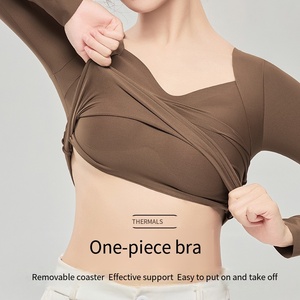 <span class=keywords><strong>Maglia</strong></span> <span class=keywords><strong>Termica</strong></span> da <span class=keywords><strong>Donna</strong></span> con Scollo a V e Coppe Integrate, Strato Base Morbido e Senza Cuciture, Delicato sulla Pelle, 2 in 1, Calda, a Maniche Lunghe, Riscaldante - Product Image 4