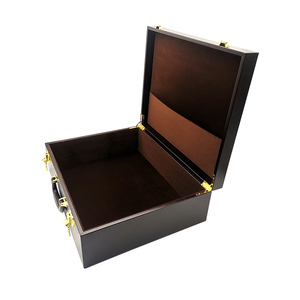 Custom Large Wooden <strong>Decorative</strong> Storage Leather <strong>Box</strong> Wooden Leather Treasure Chest <strong>Box</strong> <strong>with</strong> Hinged <strong>Lid</strong> - Product Image 5