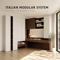 Armoire de chambre à coucher moderne en bois massif, système de rangement sur mesure avec penderie et tiroirs