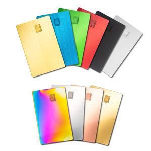 Cartes-cadeaux vierges en métal doré gravées au laser personnalisées, avec fente pour puce RFID NFC en acier inoxydable, découpées en forme de croix, 4442 - Product Image 1