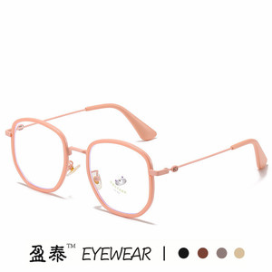 แว่นตาป้องกันแสงสีฟ้าทรงเหลี่ยม ทรงเรขาคณิตแบบเต็มกรอบ เลนส์แบบไม่มีค่าสายตา วัสดุ PC ผิวด้าน สไตล์เรโทรสุดอินเทรนด์ - Product Image 3