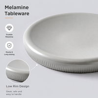 Assiette en mélamine Drum, gris sidéral mat, design contemporain, passe au lave-vaisselle, écologique, durable, plat de service de forme unique