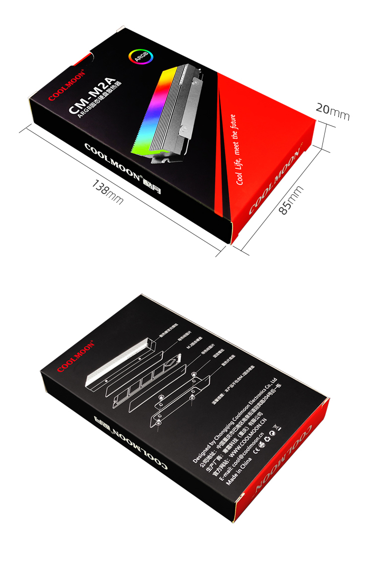 COOLMOON CM-M2A M.2 SSD refroidisseur Adressable 5V ARGB Carte Mère lumière syn Logiciel contrôle LED M2 Soclid state drive dissipateur de chaleur