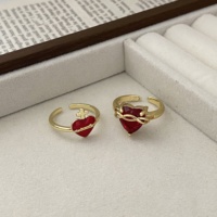 Vintage gouden rode hartvormige kristallen open ring met oneindigheids- en kruisdesign, verstelbaar, ideaal voor dagelijks gebruik, dates en Valentijnsdag