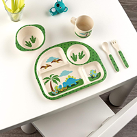Ensemble de vaisselle pour enfants de 8 pouces sans BPA en RPET, bol en plastique réutilisable de qualité alimentaire avec fourchette et cuillère pour enfants
