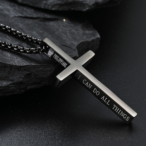 Collar unisex <span class=keywords><strong>de</strong></span> acero <span class=keywords><strong>de</strong></span> titanio con borde cruzado para <span class=keywords><strong>Amazon</strong></span>, cadena <span class=keywords><strong>de</strong></span> eslabones con colgante cruzado simple, cadena <span class=keywords><strong>de</strong></span> suéter neutral <span class=keywords><strong>de</strong></span> género dorado - Product Image 1