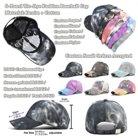 Gorra de Béisbol de Mezclilla de Algodón de 6 Paneles con Estampado Tie-Dye para Hombre y Mujer, Gorra de Béisbol con Logotipo Bordado Personalizado al por Mayor