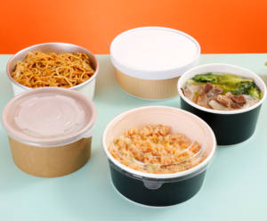 Contenant à emporter pour pizza et salade recyclable avec gaufrage, encre à base de soja, écologique, jetable, bol en carton 300 g/m² avec couvercle - Product Image 3