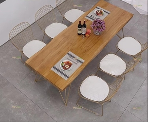 Tavolo da Pranzo <span class=keywords><strong>in</strong></span> <span class=keywords><strong>Legno</strong></span> Americano / Tavolo da Pranzo <span class=keywords><strong>in</strong></span> <span class=keywords><strong>Legno</strong></span> di Ferro Ciliegio/Quercia <span class=keywords><strong>con</strong></span> Gambe <span class=keywords><strong>in</strong></span> Metallo - Product Image 4