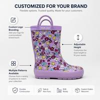 Bottes de pluie en caoutchouc naturel pour bébés filles, semelle antidérapante, imperméables, imprimé floral, bottes Wellington pour tout-petits, support OEM ODM