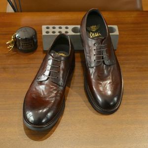 Zapatos de cuero casuales de negocios para hombre - zapatos de cuero vacuno con punta redonda, lavados y con efecto desgastado, zapatos de vestir y Oxfords de cuero hechos a mano - Product Image 5