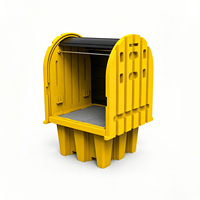 Palette de récupération de déversements à couvercle rigide en HDPE, verrouillable et à roulettes, pour 1/2/4 fûts, avec protection contre les fuites d'huile