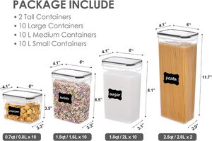 Ensemble de 7 contenants de stockage alimentaire en PP, contenants de stockage de cuisine pour la farine, le sucre et les céréales, boîtes de conservation alimentaire en plastique hermétiques - Product Image 3