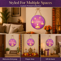 Décoration murale en bois pour Diwali, plaque de porte festive de style Wandeng, ronde, pour usage intérieur