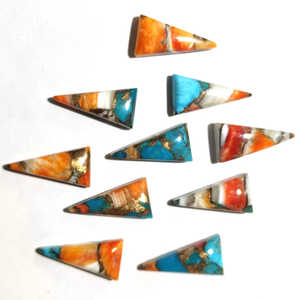 Turquesa de Ostra Espinosa Natural, Cabujón Plano de Forma Triangular Larga, Gema para Joyería, Proveedor Mayorista de Pulseras y Anillos - Product Image 5