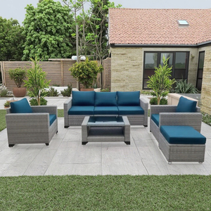 طقم أثاث حدائق خارجي جاهز للشحن مكون من 7 قطع من الراتان الصناعي يشمل أريكة وكراسي - Product Image 6