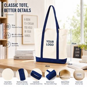 Bolsa de Tela Personalizada con Logotipo Bordado en Color Sólido, Bolsa de Compras Reutilizable para Librerías y Bibliotecas, Regalo - Product Image 2