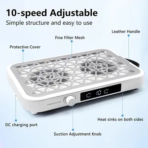Professional Nail Dust Collector extractor de polvo para unas with 2 Turbo Powerful Fans 1600PA Portable 10 <b>Speeds</b> Nail Vacuum - Product Image 2