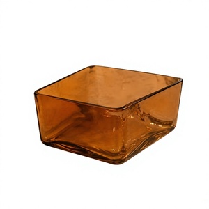 Square <b>Amber</b> Glass Bowl Heat Resistant Handmade Home Decoration for Christmas Valentine's Day Easter - Product Image 1