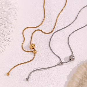 Venta caliente Chic impermeable PVD chapado en oro de acero inoxidable Cadena de serpiente Slider ajustable en forma de Y Collar para damas - Product Image 3