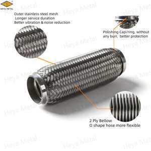 <span class=keywords><strong>Prix</strong></span> d'usine, ventes chaudes, HEYA 50*230MM, acier inoxydable 201, <span class=keywords><strong>soufflet</strong></span> extérieur tressé pour tuyau flexible d'échappement, utilisation automobile - Product Image 3