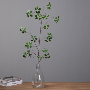 Branche artificielle de Pieris Japonica, fausse branche sèche pliable avec feuilles vertes <span class=keywords><strong>et</strong></span> rouges automnales pour vase au sol Wabi Sabi, décoration intérieure - Product Image 2