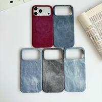 Casing Tekstur Denim Vintage dengan Pengisian Daya Nirkabel Magnetik, Bagian Bawah Terbuka, Tipis, Kain Kanvas Pelindung untuk iPhone 18 Pro Max 17