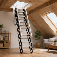 Escalier escamotable multifonctionnel industriel durable en acier galvanisé noir et aluminium, épaissi, invisible, pour intérieur