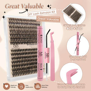 رموش ذاتية اللصق مصنوعة يدويًا من المصنع 40 د + 50 د قبل القطع ضغط على رموش شرائح مجموعة رموش ذاتية اللصق تصنعها بنفسك - Product Image 3