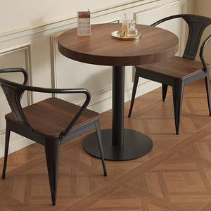 طاولة قهوة عصرية لغرفة المعيشة بقاعدة معدنية وسطح خشبي، أثاث منزلي، طقم طاولة طعام، طاولة مطبخ - Product Image 2