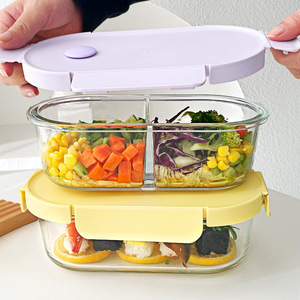 Contenants de stockage alimentaire en verre hermétiques au design unique avec couvercles, adaptés au <span class=keywords><strong>congélateur</strong></span> et au four, compatibles micro-ondes, transparents comme du cristal, réutilisables et hermétiques - Product Image 3