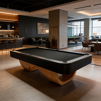 Table de billard snooker de luxe S.Q.F en bois massif 7ft 8ft 9ft avec plateau en ardoise, design arqué, style moderne pour salon, avec poches en cuir