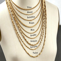 Collier bicolore 18 carats : Forme serpent, Décoration à perles, Ferraro, Corde, Boîte, Torsion, Chaîne en argent sterling 925 résistante à l'eau