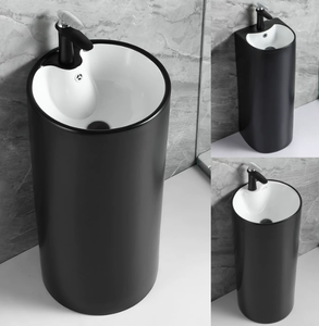 Lavabo a <span class=keywords><strong>colonna</strong></span> nero di design <span class=keywords><strong>standard</strong></span> <span class=keywords><strong>con</strong></span> foro per rubinetto, lavabo autoportante per reparto - Product Image 5