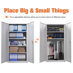 Armoire de rangement métallique à 2 portes, blanche, grande, de haute qualité, pour atelier et salle de sport, usage commercial - Product Image 3