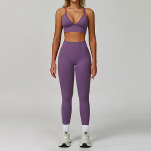 नीम महिला जिम फिटनेस त्वरित-शुष्क योग उच्च तीव्रता वाले ठोस स्पोर्ट्सवियर ब्रा टेनिस शॉर्ट्स जैकेट लेगिंग सेट - Product Image 3