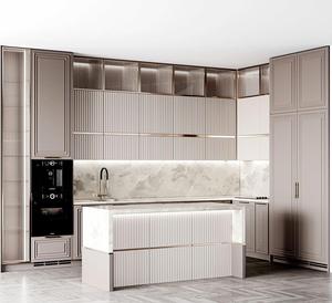 ตู้ครัวสไตล์โมเดิร์นออกแบบได้ตามต้องการพร้อมบานพับเคาน์เตอร์หินอ่อนเกาะและลิ้นชักตะกร้าสีขาว - Product Image 6