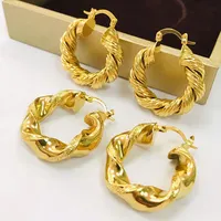 Aretes de chapado de oro Luxus ohrringe Frauen echte 18 Karat vergoldete große runde vergoldete Ohrringe
