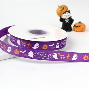 Ruban gros-grain imprimé Halloween de qualité supérieure, 1,5/2/2,5 cm, pour décorations et couronnes de fête d'Halloween, 25 yards par rouleau - Product Image 3