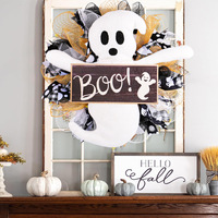 Halloween Fantôme Planche En Bois Guirlande Horreur Atmosphère Décoration pour Halloween Maison Porte Décor