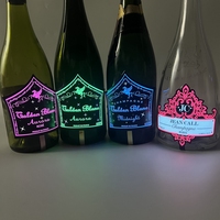 Shenzhen fabrique un autocollant d'étiquette de bouteille avec logo personnalisé EL LED avec adhésif pour les fournitures de boîte de nuit de fête