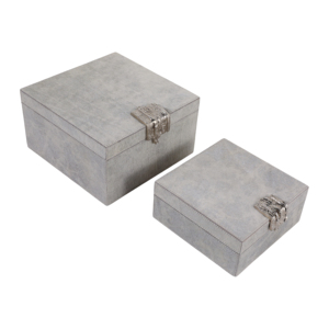 Scatole Decorative in Ecopelle con Coperchio per Gioielli e Oggetti Preziosi, Elegante Set di Due in Grigio per Arredamento Casa - Product Image 4