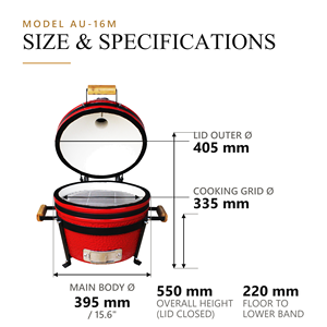 Barbecue <span class=keywords><strong>Kamado</strong></span> Auplex Commercial 16 pouces en céramique au charbon de bois pour restaurant, traiteur extérieur, cuisine robuste - Product Image 3