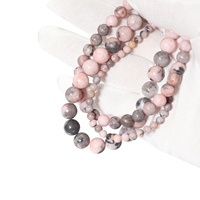 Perles rondes en pierre de jaspe zèbre rose naturel en gros pour la fabrication artisanale de bracelets, colliers et bijoux DIY