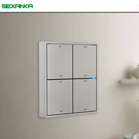 KNX EIB Système domotique intelligent Lampe d'alimentation modulaire Interrupteurs muraux intelligents à bouton-poussoir en métal 4 groupes