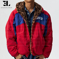 Veste bomber réversible en fausse fourrure léopard LARSUR Custom Factory, veste tactique utilitaire courte, veste de pilote en nylon satiné patchwork